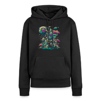 Esthétique bizarre Yeux Globes oculaires Machines Drea - Sweat à capuche Premium bio Femme - noir - Devant - Julia (174cm)