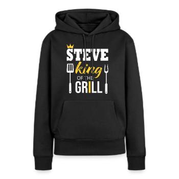 Steve king of the grill - Sweat à capuche Premium bio Femme - noir - Devant - Julia (174cm)