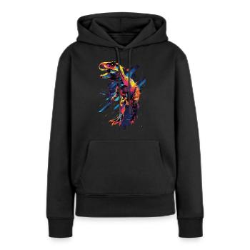 T-Rex - Sweat à capuche Premium bio Femme - noir - Devant - Julia (174cm)