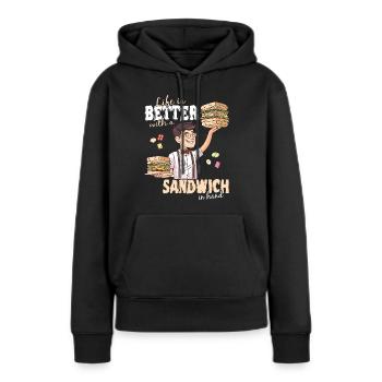 Sandwich Sandwich Snack Célébration - Sweat à capuche Premium bio Femme - noir - Devant - Julia (174cm)