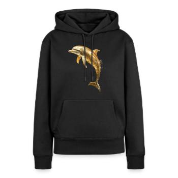 Delphin - Frauen Premium Bio Hoodie - Schwarz - Vorne - Julia (174cm)
