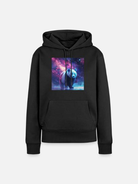 Panda - Frauen Premium Bio Hoodie - Schwarz