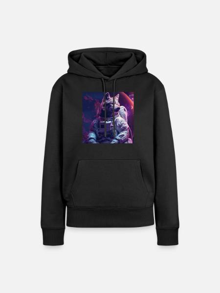 Wolf - Frauen Premium Bio Hoodie - Schwarz