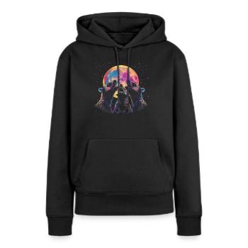 Miel Blaireau Ratel Lune Hurlante - Sweat à capuche Premium bio Femme - noir - Devant - Julia (174cm)