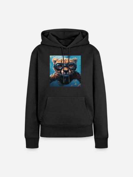 Gepard - Frauen Premium Bio Hoodie - Schwarz