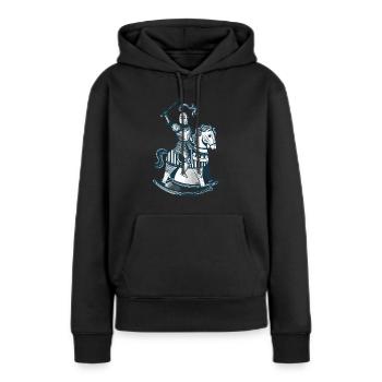 Tapferer Ritter auf dem Schaukelpferd für Ritter - Frauen Premium Bio Hoodie - Schwarz - Vorne - Julia (174cm)