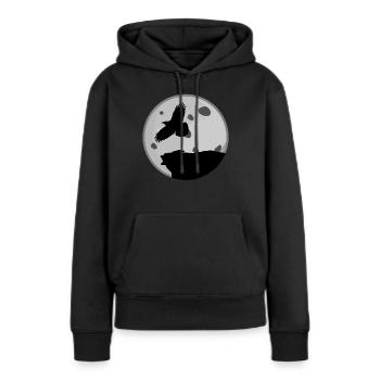 Corbeau avec lune Corbeaux corbeaux corbeaux - Sweat à capuche Premium bio Femme - noir - Devant - Julia (174cm)