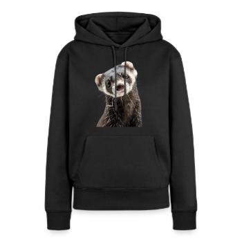 Frettchen - Frauen Premium Bio Hoodie - Schwarz - Vorne - Julia (174cm)