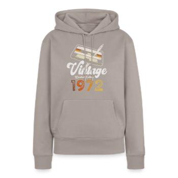 Vintage 1972 Geburtstag Kassette Bleistift - Frauen Premium Bio Hoodie - Taupe - Vorne - Julia (174cm)