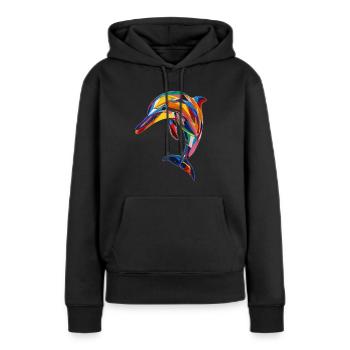 Delphin - Frauen Premium Bio Hoodie - Schwarz - Vorne - Julia (174cm)