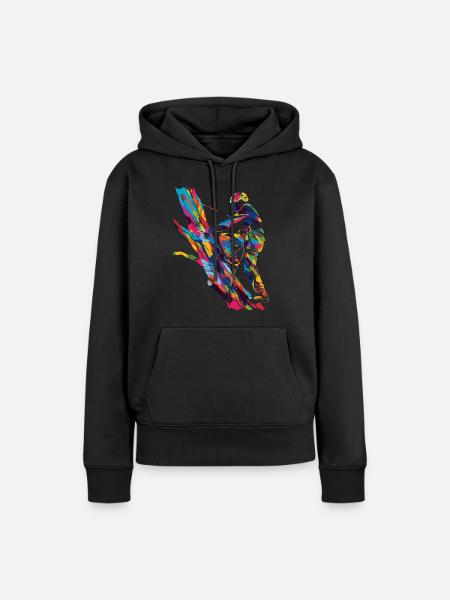 Baumklettern Baumkletterer Arborist Popart - Dame Premium hoodie, økologisk bomuld - sort