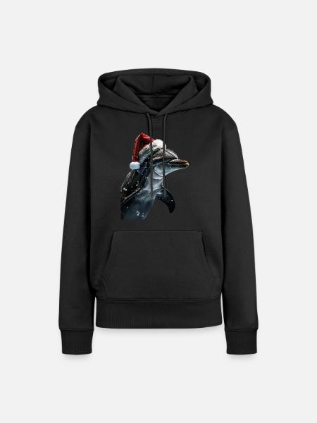 Delphin - Frauen Premium Bio Hoodie - Schwarz
