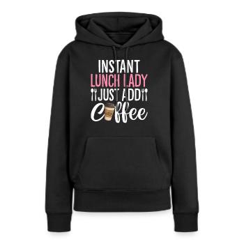 Cafétéria Employé Déjeuner Dame Déjeuner Instantané Dame - Sweat à capuche Premium bio Femme - noir - Devant - Julia (174cm)