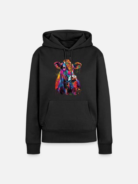 Vache - Sweat à capuche Premium bio Femme - noir