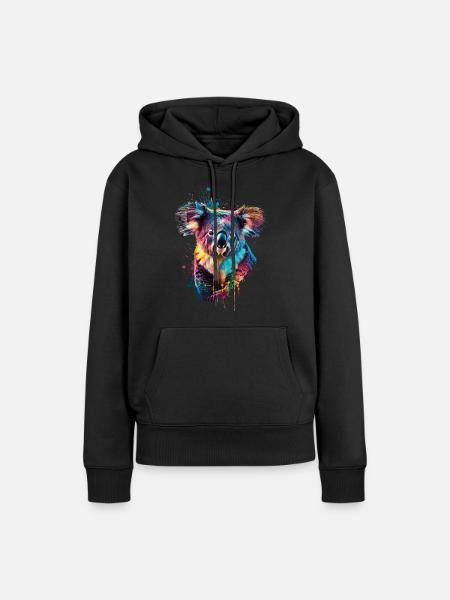 Koala - Frauen Premium Bio Hoodie - Schwarz