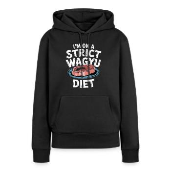 Wagyu Steak - Sweat à capuche Premium bio Femme - noir - Devant - Julia (174cm)