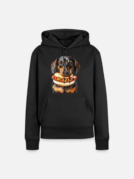 Hund - Frauen Premium Bio Hoodie - Schwarz