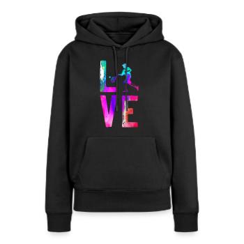 Funny Tennis Player Racket - Frauen Premium Bio Hoodie - Schwarz - Vorne - Julia (174cm)