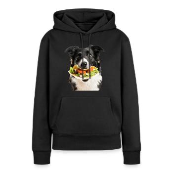 Border Collie - Sweat à capuche Premium bio Femme - noir - Devant - Julia (174cm)