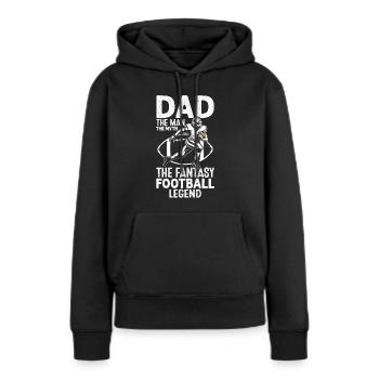 Papa L’homme Le mythe La légende Drôle Fantaisie - Sweat à capuche Premium bio Femme - noir - Devant - Julia (174cm)