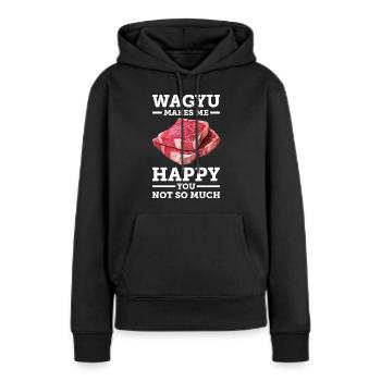 Wagyu Steak - Sweat à capuche Premium bio Femme - noir - Devant - Julia (174cm)