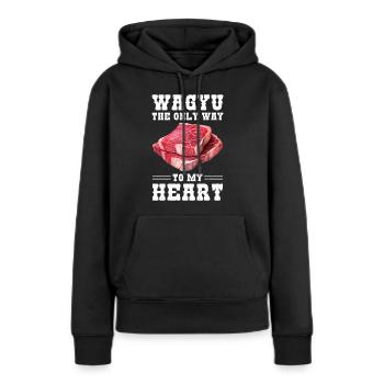 Wagyu Steak - Sweat à capuche Premium bio Femme - noir - Devant - Julia (174cm)