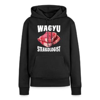 Wagyu Steak - Sweat à capuche Premium bio Femme - noir - Devant - Julia (174cm)