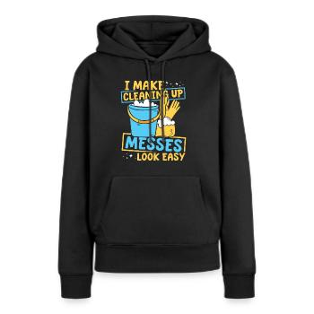 Reiniger - Frauen Premium Bio Hoodie - Schwarz - Vorne - Julia (174cm)