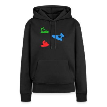 Silhouette de jet ski Silhouette de jet ski Jet ski - Sweat à capuche Premium bio Femme - noir - Devant - Julia (174cm)