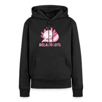 Relaxolotl Axolotl Lève-tard Dormir Se détendre - Sweat à capuche Premium bio Femme - noir - Devant - Julia (174cm)