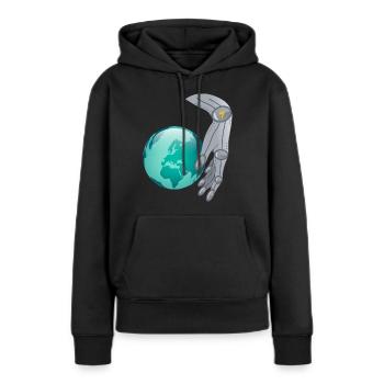 Espace : Un extraterrestre vise la domination du monde - Sweat à capuche Premium bio Femme - noir - Devant - Julia (174cm)