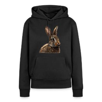 Visage de lapin animal design graphique - Sweat à capuche Premium bio Femme - noir - Devant - Julia (174cm)