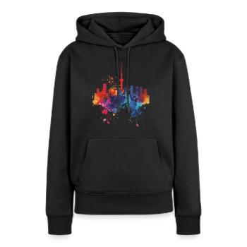 Tokio: - Frauen Premium Bio Hoodie - Schwarz - Vorne - Julia (174cm)