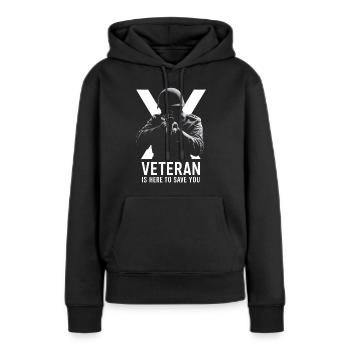 Der Veteran ist hier, um Sie zu retten - Frauen Premium Bio Hoodie - Schwarz - Vorne - Julia (174cm)