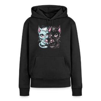 Kawaii Cat Pastel Goth Devilish - Women’s Premium Organic Hoodie - black - Front - Julia (174cm)