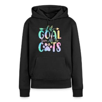 Lebensziel Rette alle Katzen Tie Dye Lustige Pflege - Frauen Premium Bio Hoodie - Schwarz - Vorne - Julia (174cm)