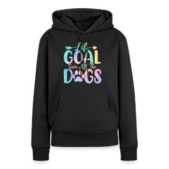 Lebensziel Rette alle Hunde Tie Dye Lustiger Welpe - Frauen Premium Bio Hoodie - Schwarz - Vorne - Julia (174cm)