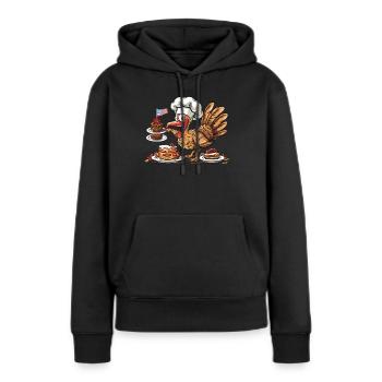 Dankbares Gobble Wobble Thanksgiving - Frauen Premium Bio Hoodie - Schwarz - Vorne - Julia (174cm)
