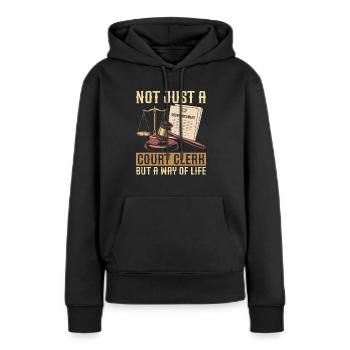 Employé de bureau - Sweat à capuche Premium bio Femme - noir - Devant - Julia (174cm)