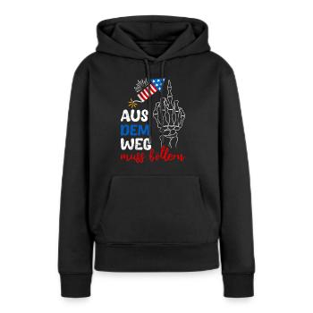 Feuerwerk AUS DEM WEG MUSS BÖLLERN Lustiges - Frauen Premium Bio Hoodie - Schwarz - Vorne - Julia (174cm)