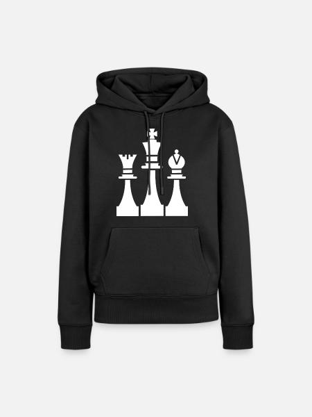 Schachfiguren Zeichnung - Frauen Premium Bio Hoodie - Schwarz