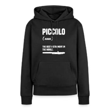 piccolo (nom), le meilleur instrument de la - Sweat à capuche Premium bio Femme - noir - Devant - Julia (174cm)