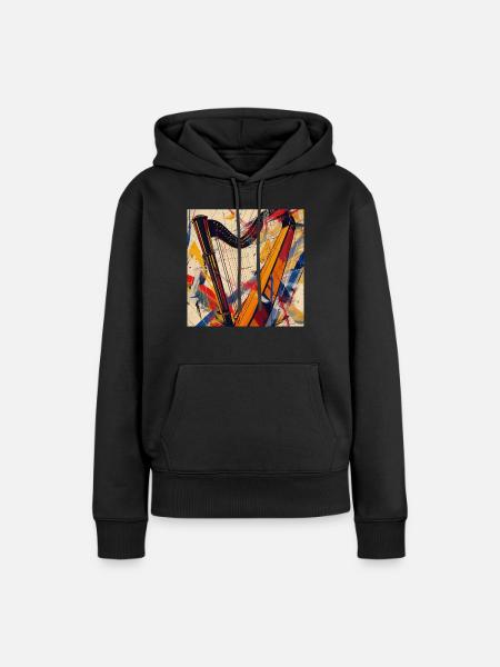Harfe - Frauen Premium Bio Hoodie - Schwarz