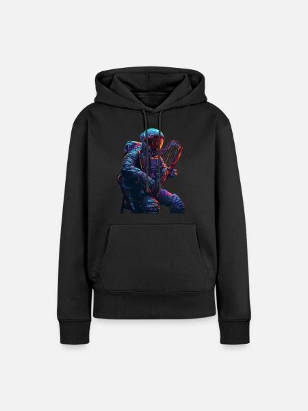 Astronaut Harfe - Frauen Premium Bio Hoodie - Schwarz