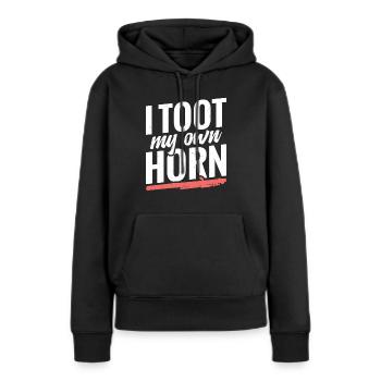Piccolos, je fabrique ma propre corne - Sweat à capuche Premium bio Femme - noir - Devant - Julia (174cm)