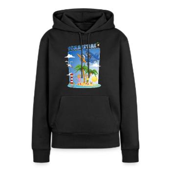 Image d’été colorée et joyeuse - Sweat à capuche Premium bio Femme - noir - Devant - Julia (174cm)