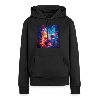 Percussion - Sweat à capuche Premium bio Femme - noir - Devant - Julia (174cm)