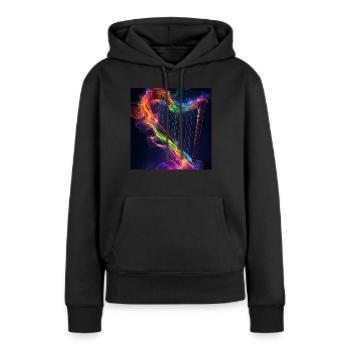 Harfe - Frauen Premium Bio Hoodie - Schwarz - Vorne - Julia (174cm)