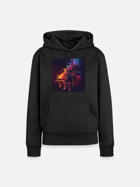Klavier - Frauen Premium Bio Hoodie - Schwarz