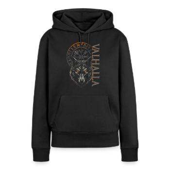 Valhalla Wolf Nordische Götter Wikinger Kompass - Frauen Premium Bio Hoodie - Schwarz - Vorne - Julia (174cm)